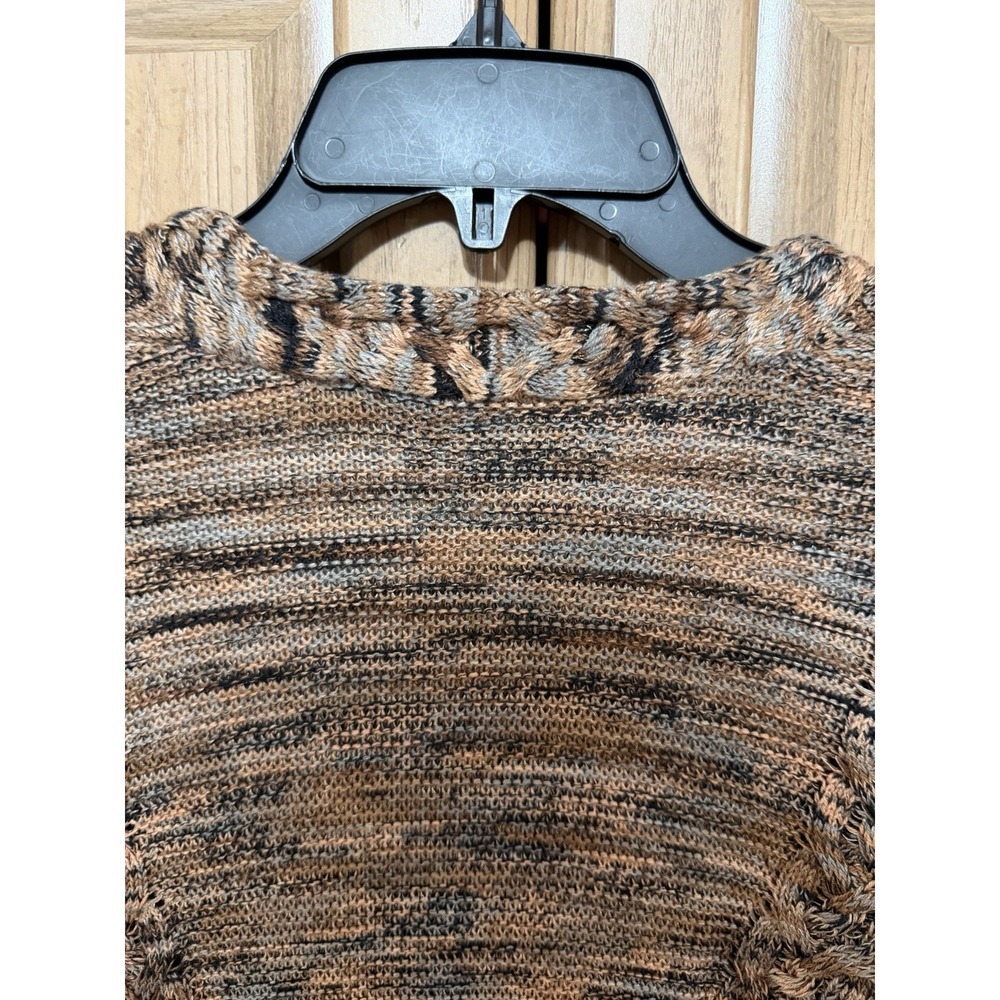 NIC+ZOE Multicolor Textured Knit V Neck Cardigan Sweater Women's M Braided Trim - Picture 13 of 16